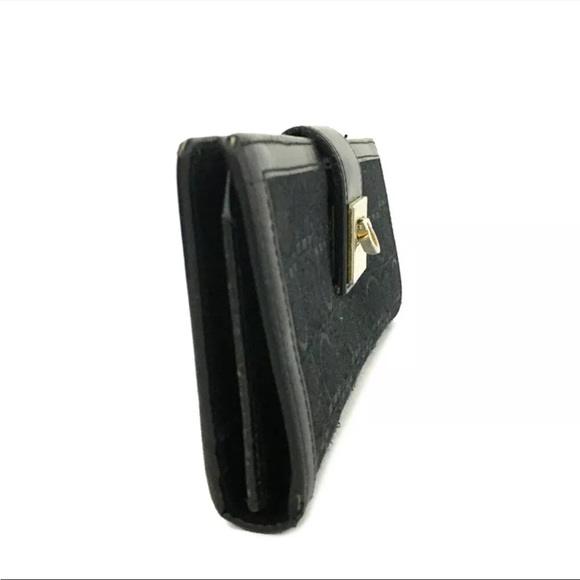 Salvatore Ferragamo Gancini Canvas Leather Long Bifold Wallet - Picture 2 of 8